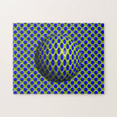 Blauwe bol optische illusie legpuzzel (Horizontaal)