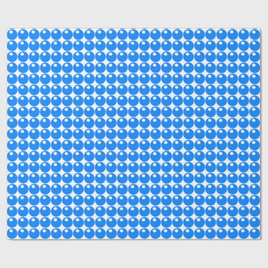 Blauwe bolcirkels patroon op wit cadeaupapier (Vlak)
