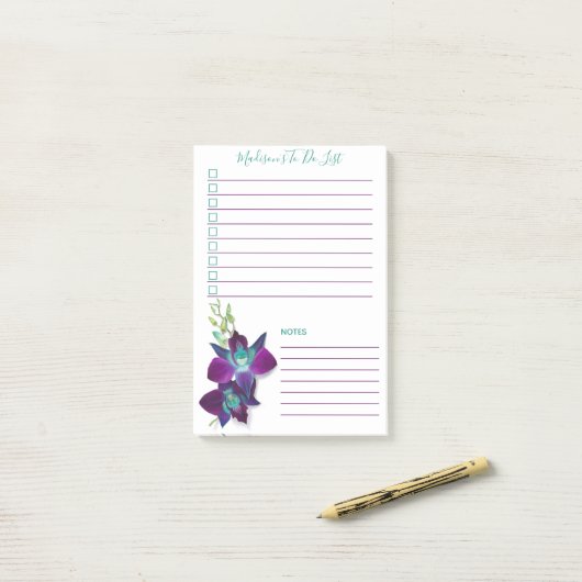 Blauwe Bom Dendrobium Orchid, gepersonaliseerd om  Post-it® Notes (Op bureau)