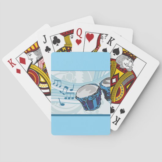 Blauwe Bongo Drum Muziek Speelkaarten (Achterkant)