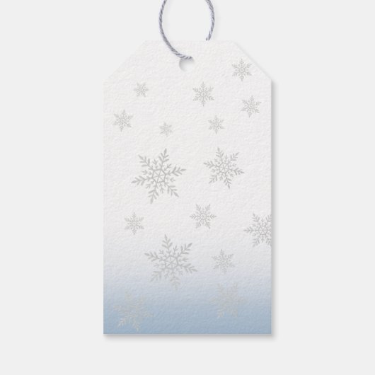 Blauwe Boog Baby Het is Koud Buiten Babyfeestje Cadeaulabel (Achterkant)