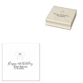 Blauwe boog blij 21e verjaardag naam datum meissty 	rubberstempel (Gestempeld)