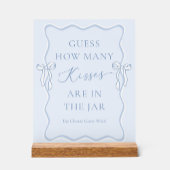 Blauwe Boog Bruidsbruiloft Raad hoeveel kusjes Acryl Bord