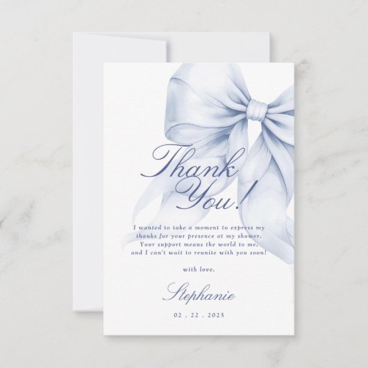 Blauwe Boog Bruidsfeest Bedankkaart (Voorkant)