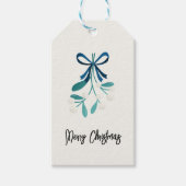 Blauwe boog en maretak cadeaulabel (Voorkant)