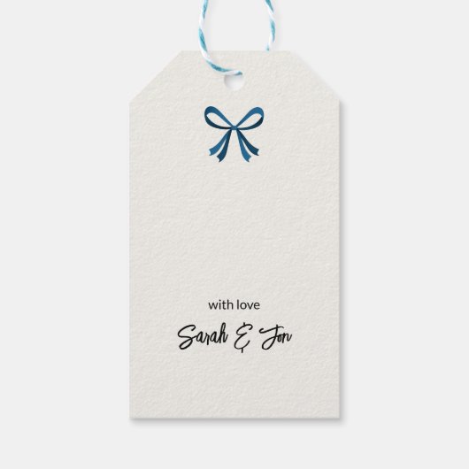 Blauwe boog en maretak cadeaulabel (Achterkant)