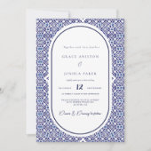 Blauwe Boog Mexicaanse Talavera Spaanse Trouw Kaart (Voorkant)