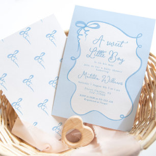 Blauwe boog oh boy sierlijke boog baby shower kaart