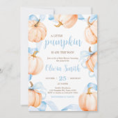 Blauwe Boog Pompoen Baby Shower Kaart (Voorkant)