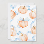 Blauwe Boog Pompoen Baby Shower Kaart (Achterkant)