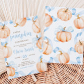 Blauwe Boog Pompoen Baby Shower Kaart