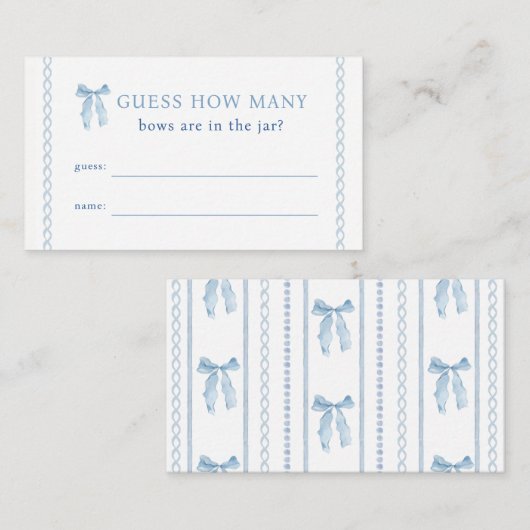 Blauwe Boog Raad hoeveel linten spel Informatiekaartje (Voorkant / Achterkant)