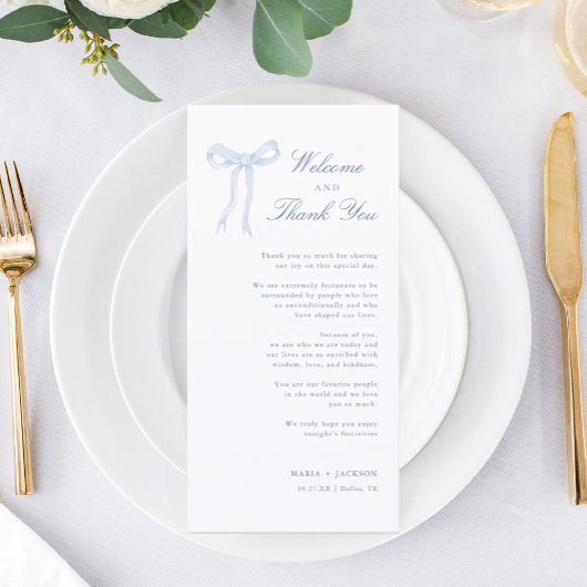 Blauwe Boog Toile Welkom En Dankjewel Plaatskaart Bedankkaart