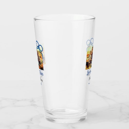 Blauwe boog vreugdevolle Vibes voeg familienaam fo Glas (Rechts)