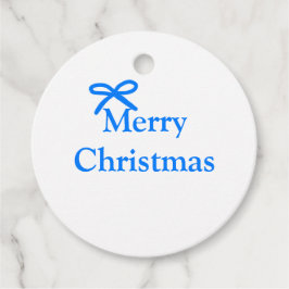 Blauwe boog vrolijk kerstcadeau's eenvoudig modern bedankjes labels