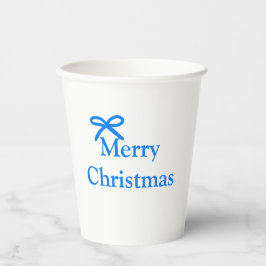 Blauwe boog vrolijk kerstcadeau's eenvoudig modern papieren bekers