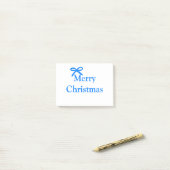 Blauwe boog vrolijk kerstcadeau's eenvoudig modern post-it® notes (Op bureau)