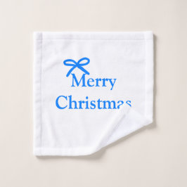 Blauwe boog vrolijk kerstcadeau's eenvoudig modern washandje