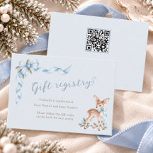 Blauwe Boog Winter Babyshower Qr Code Cadeau Regis