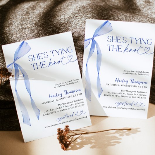 Blauwe boog Ze bindt het knoop Vrijgezellenfeest Kaart