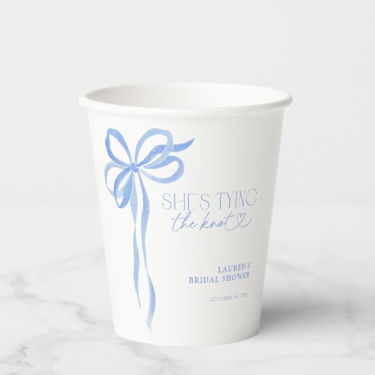 Blauwe boog Ze bindt het knoop Vrijgezellenfeest Papieren Bekers (Voorkant)