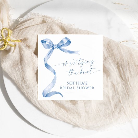 Blauwe boog Ze bindt het knoop Vrijgezellenfeest Servet