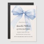 Blauwe boogcrème elegante Quinceanera luxe Magnetische Uitnodiging (Voorkant / Achterkant)