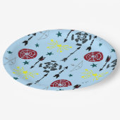 Blauwe boogschieten pijlen en doelen papieren bordje (Gekanteld)