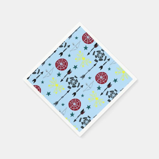 Blauwe boogschieten pijlen en doelen servet (Hoek)