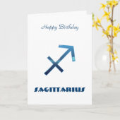 Blauwe Boogschutter Zodiac Tekenen Gelukkige Verja Kaart (Gele Bloem)
