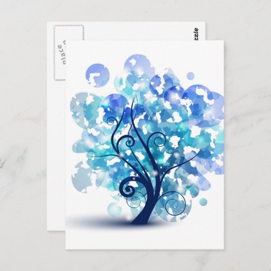 Blauwe Boom Briefkaart (Voorkant / Achterkant)