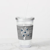 Blauwe boom van hart gepersonaliseerde acryltromme acryl drinkbeker (Achterkant)