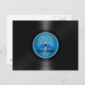 Blauwe boom van het leven Persoonlijk Vinylrecord Briefkaart (Voorkant / Achterkant)
