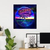 Blauwe boom van het leven poster (Thuiskantoor)