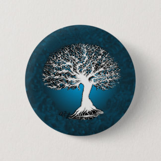 Blauwe boom van het leven ronde button 5,7 cm