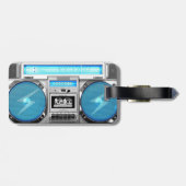 Blauwe boombox bagagelabel (Achterkant horizontaal)