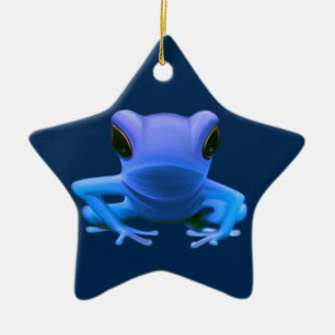 Blauwe boomkikker keramisch ornament