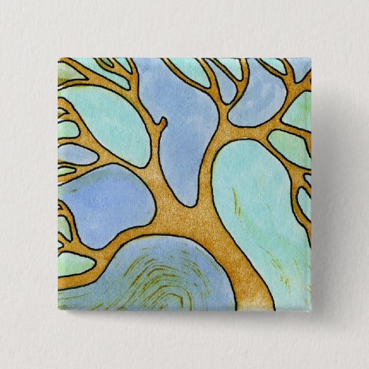 Blauwe boomkunst Button (Voorkant)