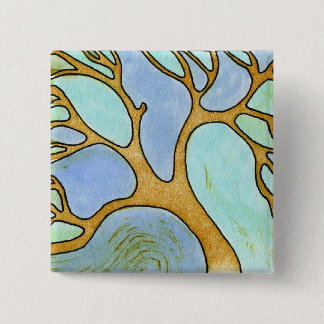 Blauwe boomkunst Button