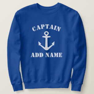Blauwe boot kapitein zweet shirt met nautische ank