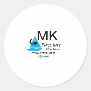Blauwe boot zwarte pijl reisagent blog website t ronde sticker