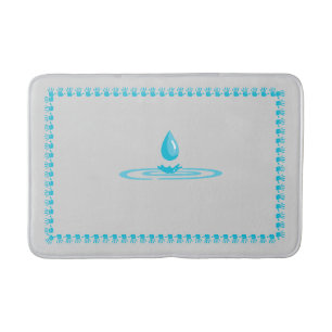 Blauwe border badmat met elegante waterdruppel