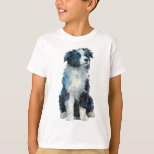 Blauwe Border Collie Puppy Portret Kinderen T-shirt