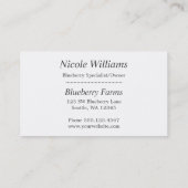 Blauwe bosbessen, vers visitekaartje (Achterkant)