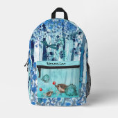 Blauwe bosegel bedrukte rugzak (Voorkant)