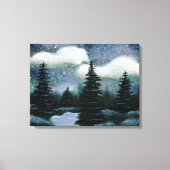 Blauwe bosolie schilderen,  avening landschap canvas afdruk (Voorkant)