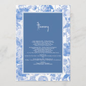 Blauwe botanische Florals Weddenschap Programma (Achterkant)