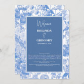 Blauwe botanische Florals Weddenschap Programma (Voorkant / Achterkant)