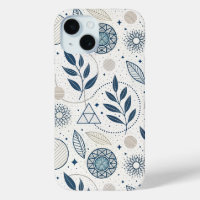 Blauwe botanische geometrische doedel