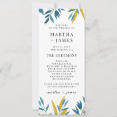 Blauwe botanische huwelijksceremonie en feestprogr (Voorkant)